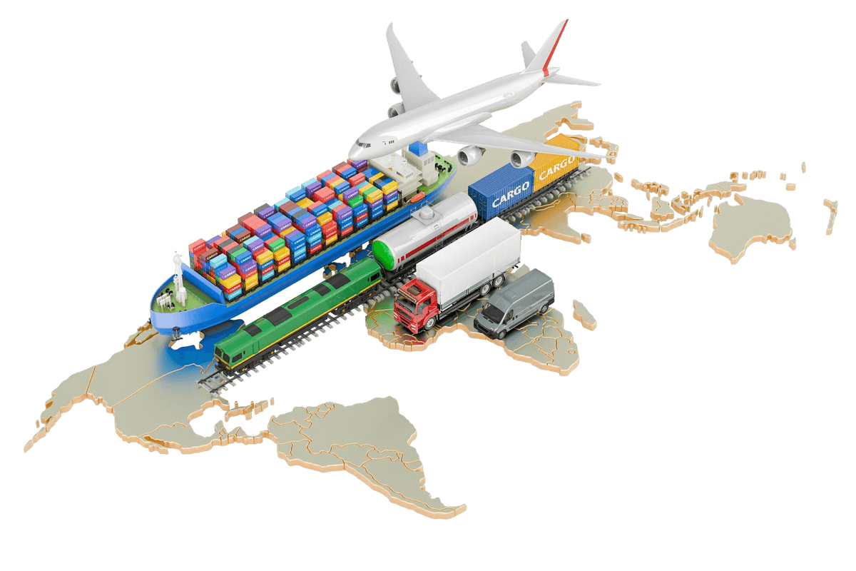 Global logistics and trade illustration
